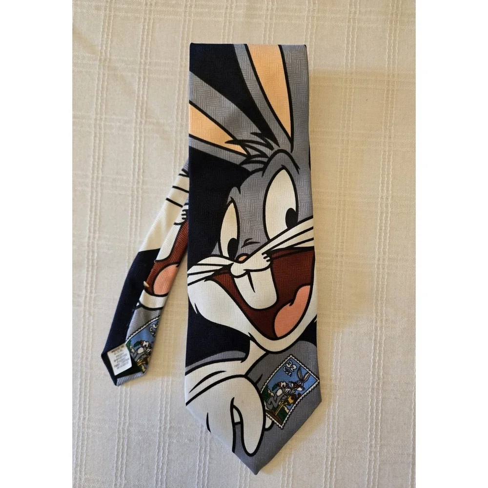 Vintage Looney Tunes Bugs Bunny Men's Tie Stamp Collection Warner Bros USPS EUC